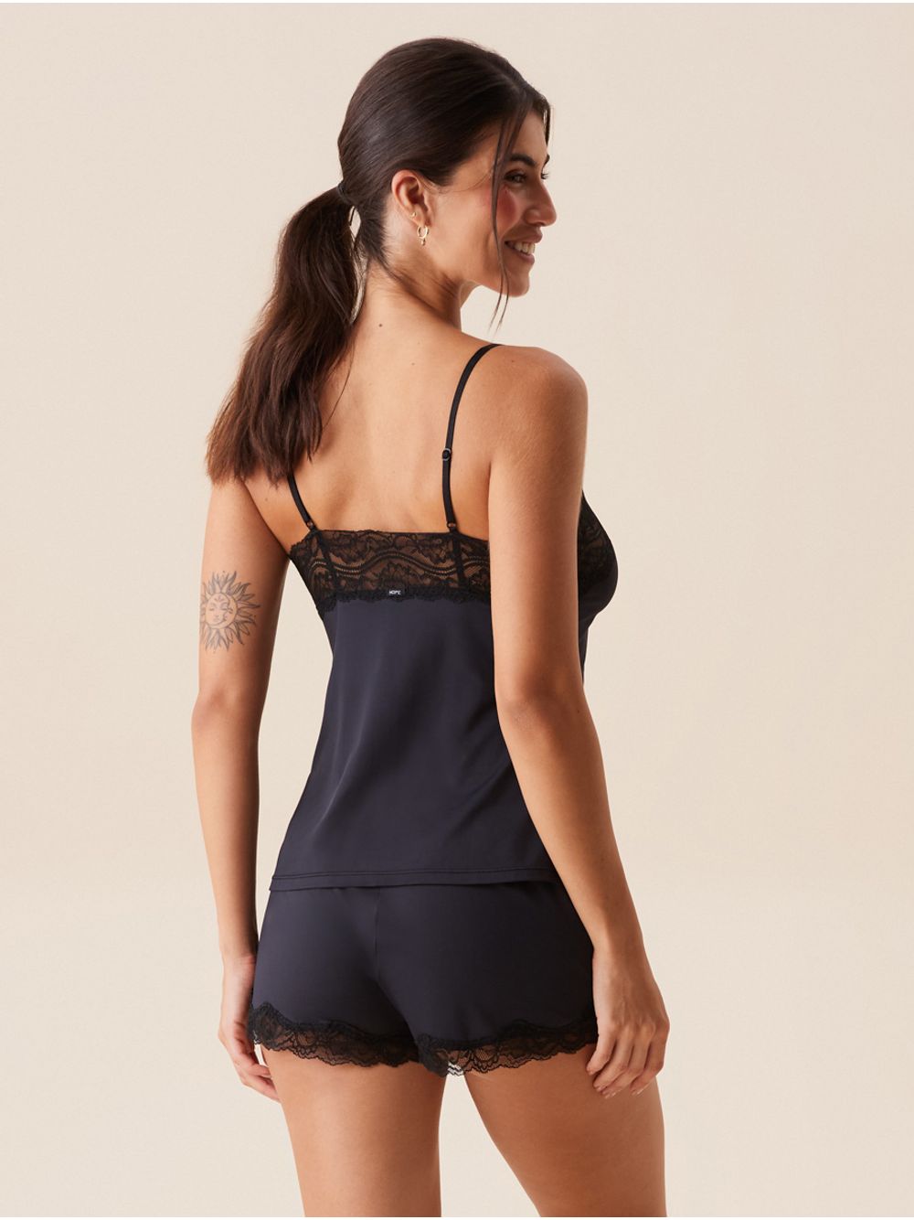 Hope — Short Doll Alças Finas Em Renda E Microfibra Love Stories Preto